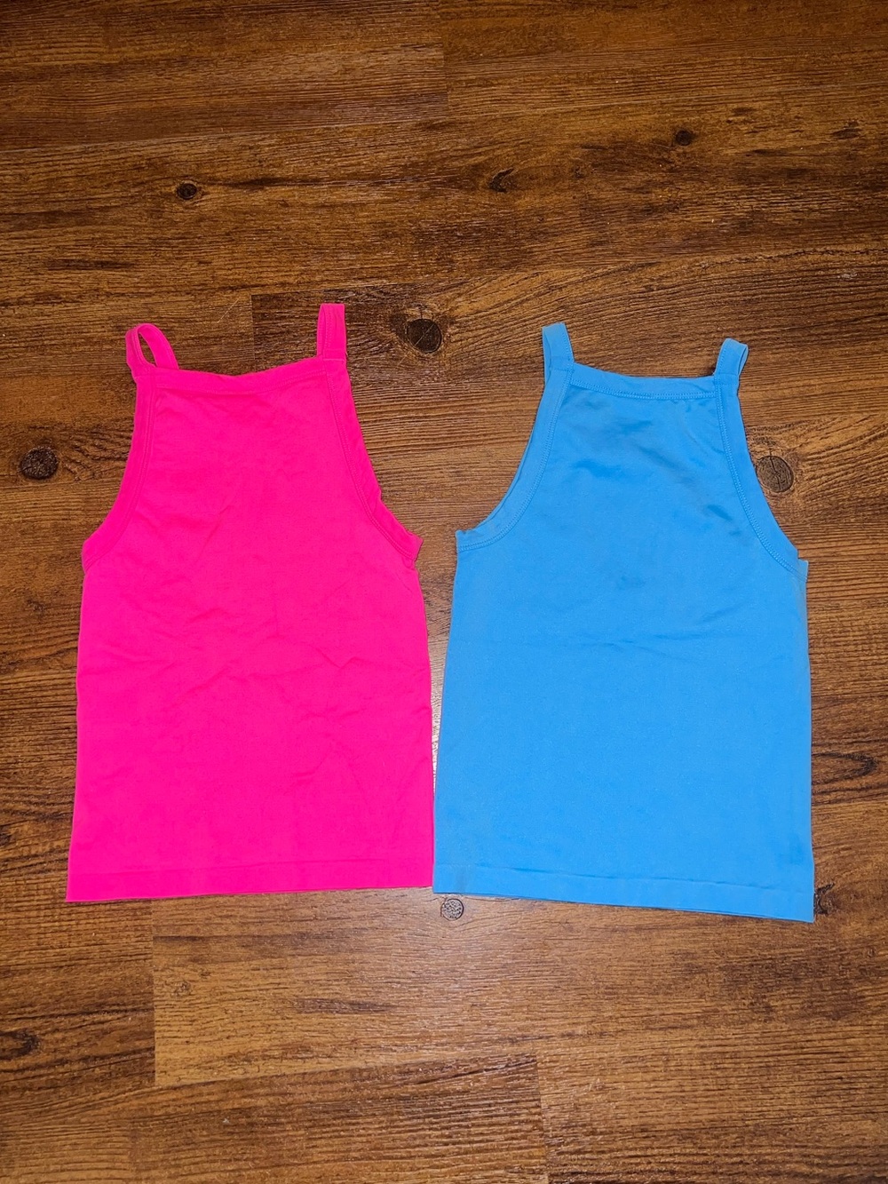No Boundaries Vibrant Pink & Blue Y2K Fitted Nylon Spandex Tank Tops Size XS 0-2 - Picture 5 of 8